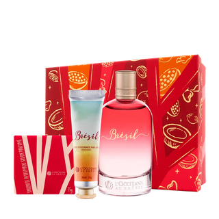 Presente Perfumado Br&eacute;sil: Sabonete, Creme de M&atilde;os e Deo Col&ocirc;nia